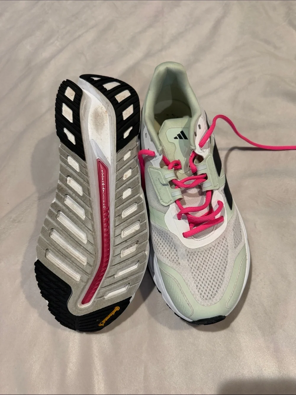 adidas Mint Green, White & Pink Lace Running Shoes